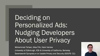 Deciding on Personalized Ads: Nudging Developers About User Privacy, SOUPS '21