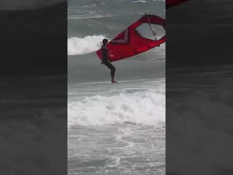 Went a little bit too high on a windsurf jump #windsurf #windsurfing #sendit #jump #waves #starboard