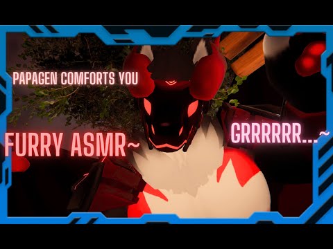 [Furry ASMR] Big Papagen Dragon Noms, Growls, and Comforts You in Rain~ (Ear noms, Kisses, Growls)