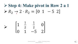 Inverse of matrix using row operation