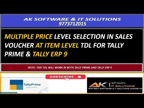 ITEMWISE PRICE LEVEL SELECTION TDL FOR TALLYY PRIME