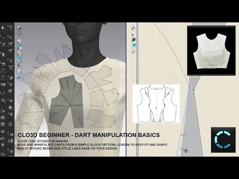 CLO3D For Beginners - Dart Manipulation - Pattern Drafting from References Darts - Dress Pattern