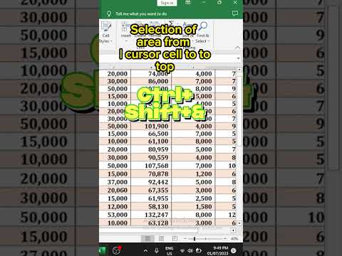 Selection of Area with shortcut Key in Excel