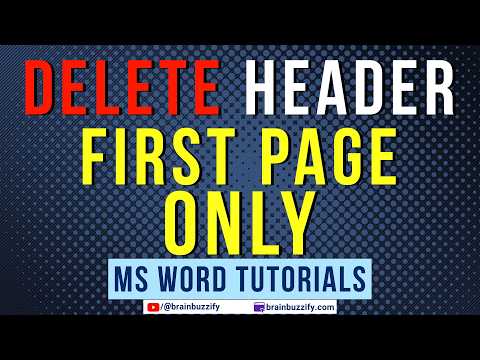 Delete Header From First Page Only - Two Methods
