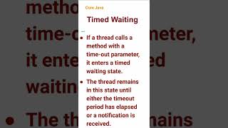 Timed Waiting (63) #thread #corejava