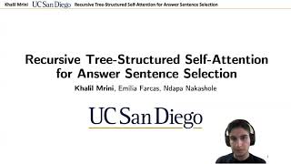 Recursive Tree-Structured Self-Attention for Answer Sentence Selection