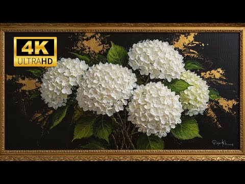 4K Art: The Beauty of Hydrangeas in a Golden Frame🎨✨| Gold Frame TV ART | Vintage Screensaver for TV