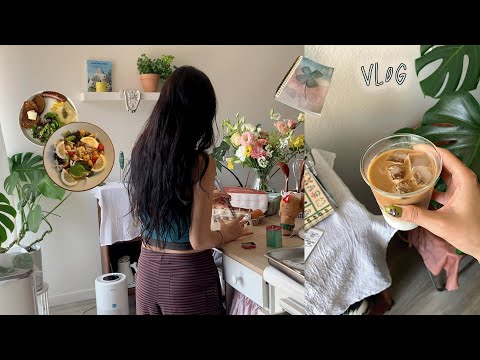 ✿˖˚ home vlog ꩜ making brunch, watercoloring painting, vanity reset, cold pasta, home decor unboxing