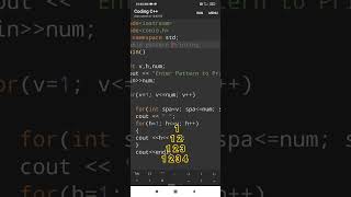 C++ program for pyramid pattern Printing | pyramid pattern Printing in Cpp #video #viral #shorts