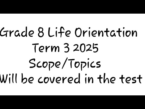 Grade 8 Life Orientation | Term 3 Scope | Topics Covered | 2025