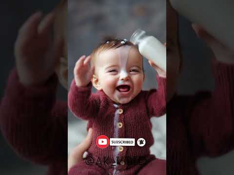 Cute Baby 👶🏻 Milk bath❤️ #Supportmeplzz #Aivideo #Cartoon #Viralvideo #Followme #Trending #cutebaby