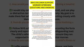 NHS Children support worker interview questions and answers #interview #jobinterview #nhsjobs #nhs