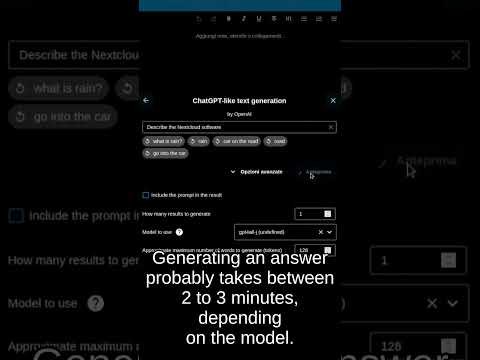 A. I. text generation in Nextcloud #Shorts