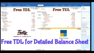 Free Tally TDL for Detailed Balance Sheet TDL for Tally Prime and Tally.ERP9 | New Tally Prime
