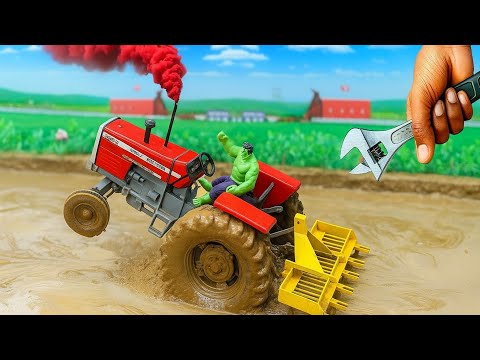 diy tractor plough machine with Cage Wheel science project  ‪@smalltractor128