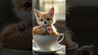 Baby FOXX daily routine !! #ai #babyanimal #daliyroutine #babyshorts #cute #cuteanimals #fox