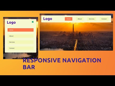 Responsive Navigation bar using HTML, CSS & JS || Learn to create responsive navigation bar