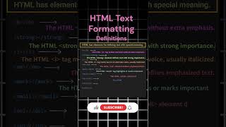 HTML Text Formatting - I | Web Tech | #shorts #viralshorts #coding