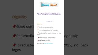 FRESHERS ONLY WALK IN -MEDICAL CODING JOBS#freshersjob#medicalcodingjobs#themegyt #job #walkindrive