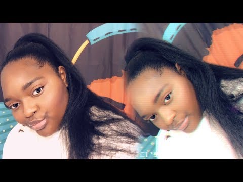 Sleek Ponytail on Natural Hair for $13!!! NO HEAT! sleek ponytail tutorial on natural hair