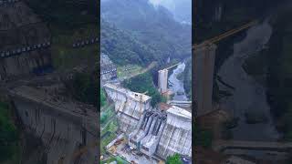 Panorama of giant water conservancy dam construction #technology #infrastructure #mountains