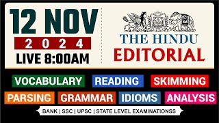 THE HINDU EDITORIAL || Analysis 12th Nov 2024 || SSC / UPSC / BANKING EXAMS || By Kartik Sir #viral