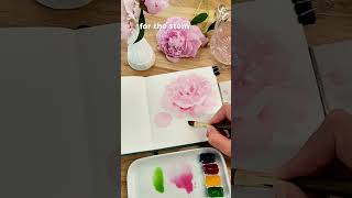 🥰 Let's paint a watercolor peony! 🩷  #watercolor #watercolortutorial #arttutorial