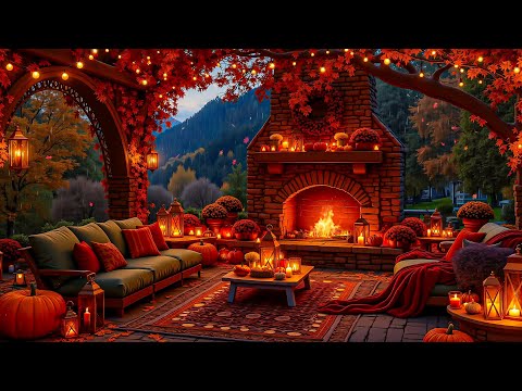Cozy Fall Porch Vibes 🍁🔥 Gentle Rain Sounds & Fireplace Crackle for Study and Deep Sleep