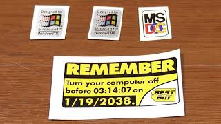 Vintage PC Case Sticker Replicas! - Windows 95, MS-DOS, Y2K, and More!