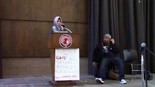 Aarefah Mosavi and BAMN representative Hoku Jeffrey speak at Riverside City College