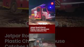 Massive Fire Erupts at Plastic Chair Warehouse on Jetpar Road, Gujarat