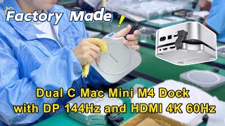 PULWTOP BD240D Mac Mini M4 Dock and Stand ( DP 144Hz & HDMI 4K 60Hz ) - Factory Made