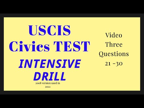 2022 | Civics Questions 21 to 30 for USCIS Test | Intensive  Drill and English Listening Practice