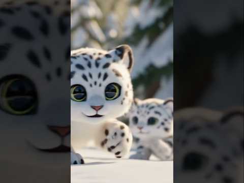 anak leopart imut lagi main salju #cat #animals #cute