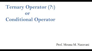Ternary Operator   C Programming