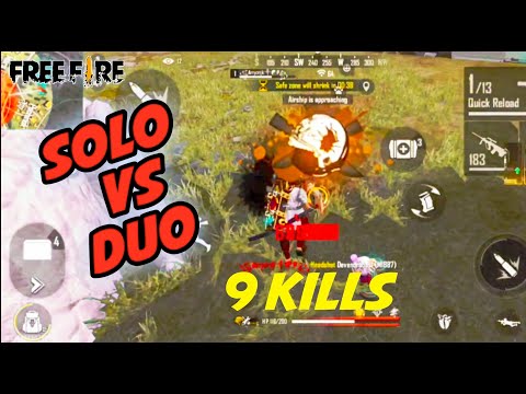 Free Fire Solo Vs Duo OP Gameplay! | 9 kills | Amonk #solovsduo