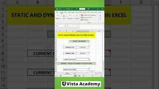 Static & Dynamic Date and Time in Excel.  #excel #exceldataanalytics #excelshortcuts