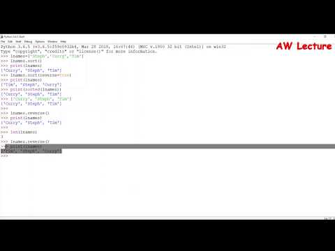 Organizing List | Using sort, sorted, reverse | Finding length of list