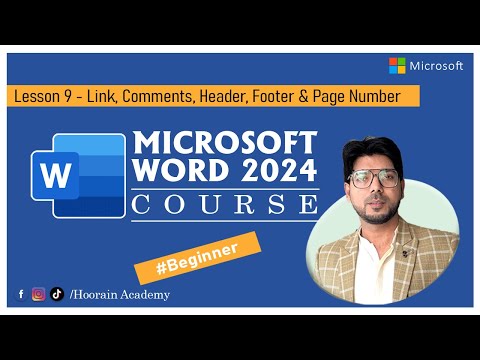 Lesson 9 - Link, Comments, Header, Footer and Page Number in Microsoft Word 2024 - Urdu / हिंदी