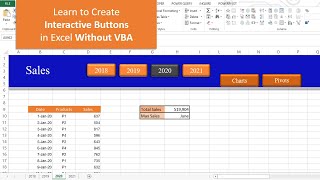 Interactive Clickable Buttons in Excel without Macro  | excel tutoring | excel buttons