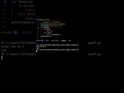 The Recursion Function and Factorial in python #coding #subscribe #listfunction