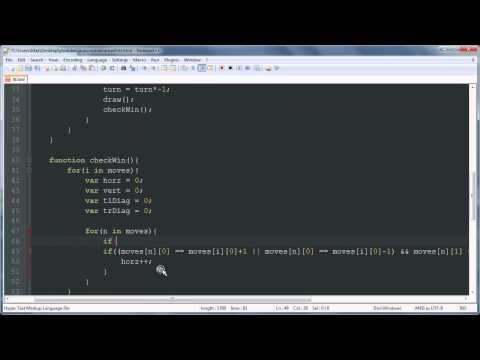 Win Function - Tic Tac Toe JavaScript & HTML5 Canvas Game Development Tutorial 3