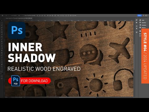 Realistic Wood Engraved Effect by Inner Shadow - Layer Style in Photoshop + PSD File Demonstrated