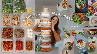 My “capsule meal prep” method for easy meals all week (no repeats!)