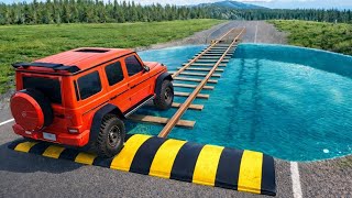Cars vs Train Track Bridge Challenge #3 in BeamNG Drive!