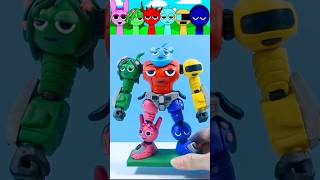 I made Pinki, Jevin, Raddy mixed Robot Transformer Sprunki with clay #sprunki #incredibox #shorts