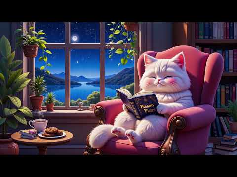 Bedtime Reading with a Cat 🐾 Soft Piano by the Window for Peaceful Sleep