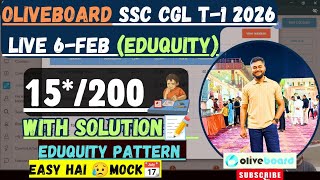 OLIVEBOARD SSC CGL TIER-1 2026 LIVE 🔴MOCK TEST ||  6 feb || LIVE 16#/200 SOLUTION🎯#livestream #ssc