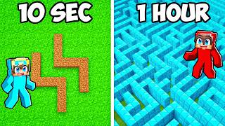 10 Seconds vs 1 Hour GIANT MAZE Build Challenge!