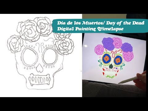 Dia de los Muertos/Day of the Dead - Digital Painting Timelapse - Adobe Fresco